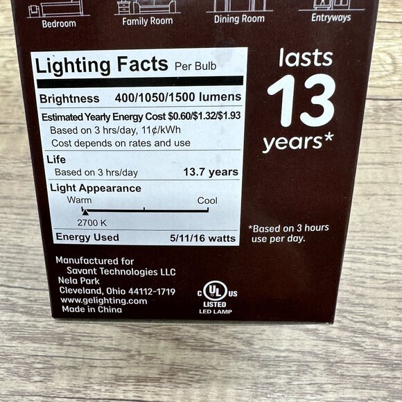 Lot Of 4 GE Relax LED A19 Light Bulb HD Light 3- Way 5w 11w 16w Soft White - Picture 9 of 9